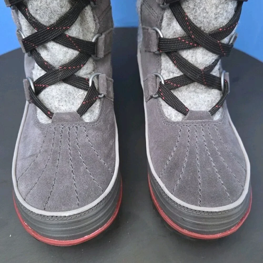 Sorel Tivoli High II Boots Women’s 6 Grey Suede Felt with Faux Fur Lining